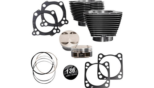 S&S Cycle 136" Big Bore Kit with 4.625" Stroke for '17-23 Harley Davidson Touring Models (Excludes VVT) Black Granite w/Highlighted Fins