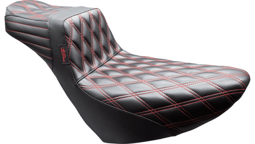 LePera Tailwhip Daddy Long Legs Seat for '18-25 Harley Davidson Low Rider, Low Rider S/ST, Sport Glide Softail Models - Double Diamond/Red Stitch