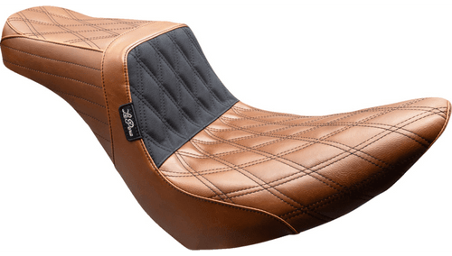 LePera Tailwhip Seat for '18-25 Harley Davidson Low Rider, Low Rider S/ST, Sport Glide Softail Models - Brown/Double Diamond