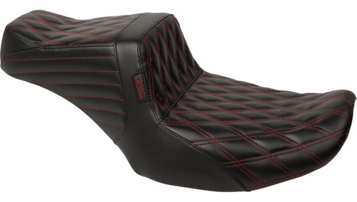 LePera Tailwhip Seat for '24-Up Harley Davidson Road Glide and Street Glide and '23-24 CVO FLHXSE, CVO FLTRSE Touring Models - Red Double Diamond Stitch