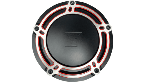 Kodlin NXL Redline Derby Cover for '17-Up Harley Davidson Touring Models - Black / Red