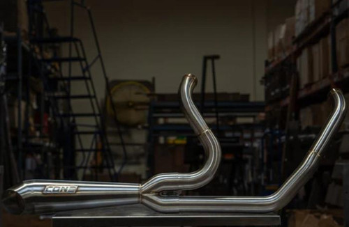 Cone Performance 2 into 1 Breakaway Exhaust for '18-Up Harley Davidson Softail (No Luggage) Models - Brushed Stainless