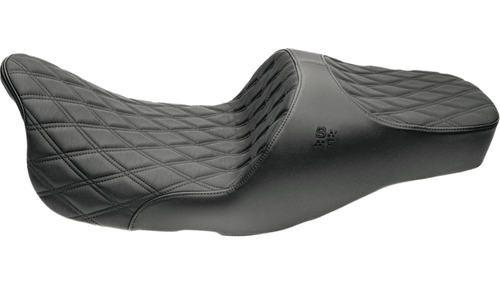 Slyfox Chariot Seat for '23.5-26 Harley Davidson Touring FLH/FLT - Black Double Diamond Stitch - Black Logo