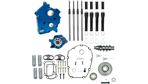 S&S Cycle 475 Gear Drive Cam Chest Kit for Oil Cooled for '17-26 Harley Davidson M8 Models - Black Pushrod Tubes 