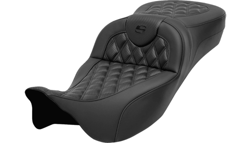 Saddlemen Extended Reach Roadsofa Seat for '08-25* Harley Davidson Touring Models - Carbon Fiber/ Lattice Stitch - Select Stitching Color (Not for '24-Up FLHX/FLTR Models or '23-Up CVO)