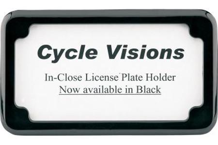 Cycle Visions Beveled License Plate Frame -Black Powder Coated with Plate Lights