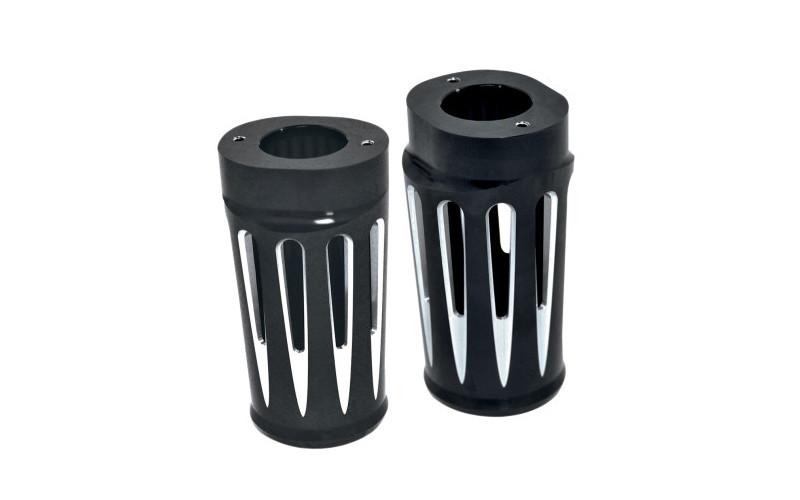 Arlen Ness Fork Boot Covers for '86-14 FLSTF/FLSTN (except '07) -Deep Cut, Black Anodized