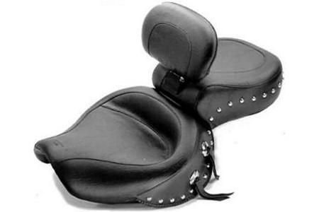 Mustang  One-Piece Seat with Driver Backrest for 1100 Sabre, Spirit, Shadow & ACE/ACE Tourer Models (Click for Fitment Years)-Wide Studded