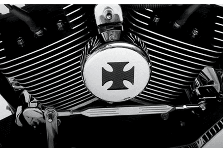 Drag Specialties Horn Cover for most '91-Up Big Twin & XL Models -Chrome w/ Black Cross Insert