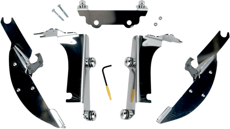 Memphis  Shades  Batwing Windshield Mounting Kit for Vulcan 800B & Vulcan 1500D/E Classic '96-05 (NOT FOR FI MODELS)-Polished FAIRING AND WINDSHIELD NOT INCLUDED