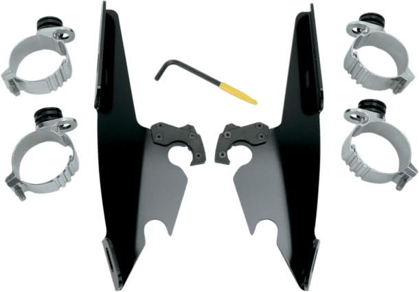 Memphis  Shades  Batwing Windshield Mounting Kit for FXD,FXDC,FXDL,FXDB,FXD135 '06-UPFAIRING AND WINDSHIELD NOT INCLUDED -Black
