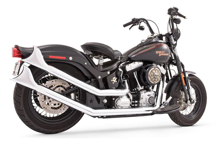Freedom Performance Exhaust Upsweeps w/ Sharktail End Cap for '86-17 Softail -Chrome