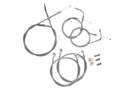 Baron Stainless Handlebar Cable & Line Kit for Vulcan 2000 '04-12 -15"-17" Bars