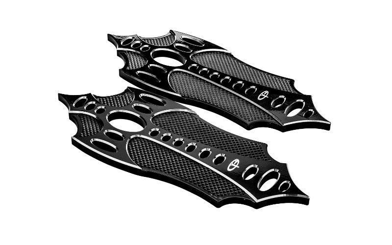 Precision Billet Passenger Floorboards for Touring Models -Bad Axe Black (Pair)