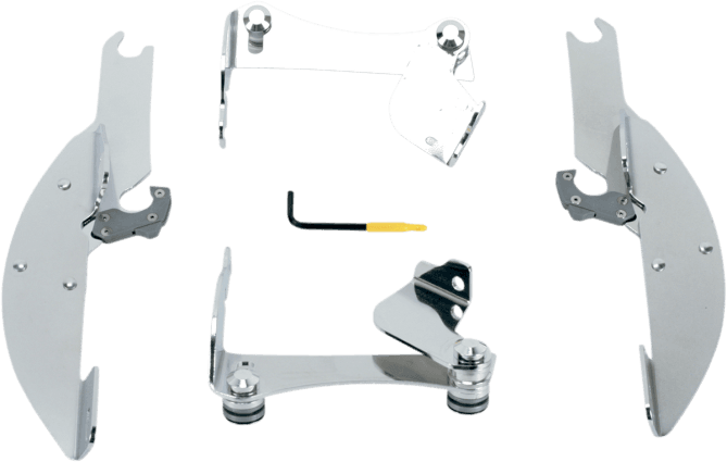 Memphis  Shades  Batwing Windshield Mounting Kit for VTX1300 w/ covered forks  '03-Up-Polished FAIRING AND WINDSHIELD NOT INCLUDED