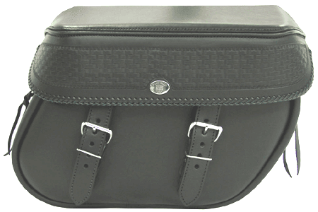 Boss Bags #38 Model  Basket Weave Style w/ a Braided Lid Valence for Harley Models