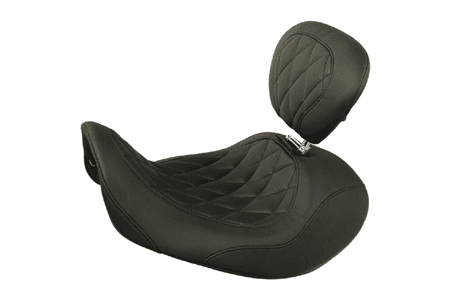 Mustang  Wide Tripper Forward Solo w/ Driver Backrest for '06-17 Dyna/Wide Glide Models -Diamond Stitch Pattern