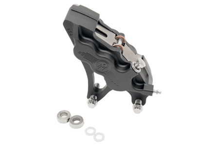 Performance Machine Six-Piston Front Calipers for Certain H-D Models Starting in '00 for use with 13" Rotors (112 x 6B calipers) -Black Ops, Right Caliper