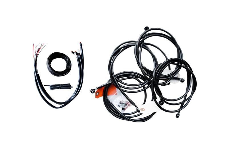 L.A. Choppers Complete Handlebar Cable/Brake Line Kit For 2016 FLHT, FLHX with ABS For use with 12-inch to 14-inch Ape Hangers  Midnight Braided (Does Not Include Electronic Throttle Control Extension)
