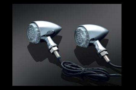 Kuryakyn Torpedo Lights, Run-Turn-Brake, Chrome (pr)  Fits: Universal 12v Applications.  Mounts with M10-1.5 x 25mm Mounting Stud