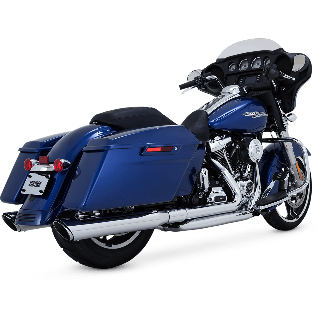 Vance & Hines Twin Slash Round Slip On Mufflers for '17-Up Harley Davidson Touring Models - Chrome