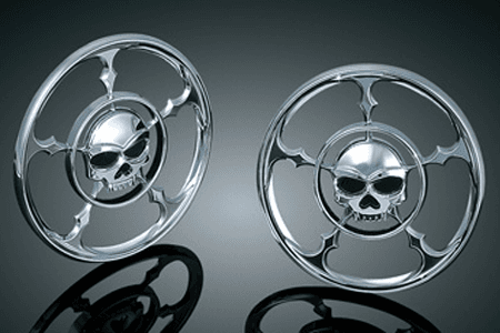 Kuryakyn Speaker Grills for '96-Up Electra Glides & '06-13 Street Glides -Zombie Skull
