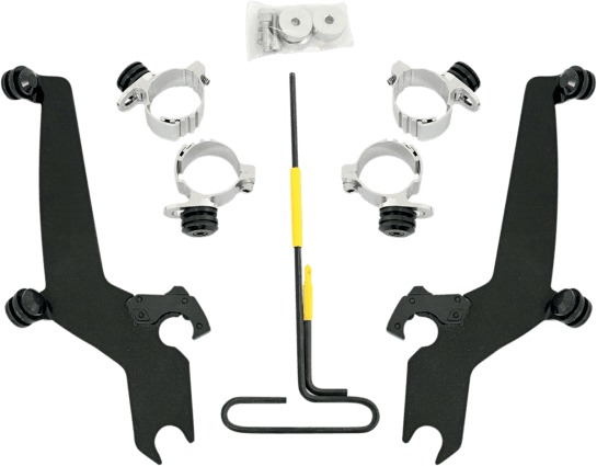 Memphis Shades Sportshield No-Tool Windshield Mounting Hardware for VLX600 '88-up -Black