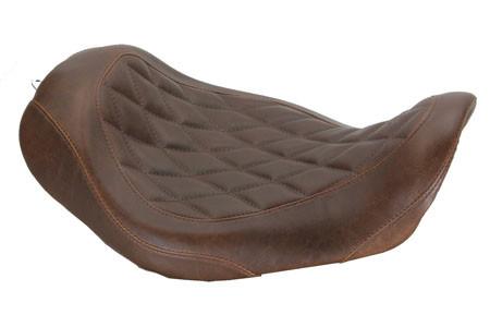 Mustang  Wide Tripper Solo Seat for '06-17 Dyna/Wide Glide Models -Diamond Stitch Pattern-Brown Distressed