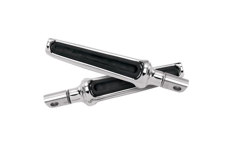 Performance Machine Contour Male-Mount Footpegs -Rubber Insert, Chrome (pr)