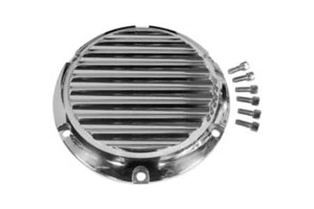 Joker Machine Billet Derby Covers for '04-Up XL -Finned, Black Adonized (Shown in Chrome)