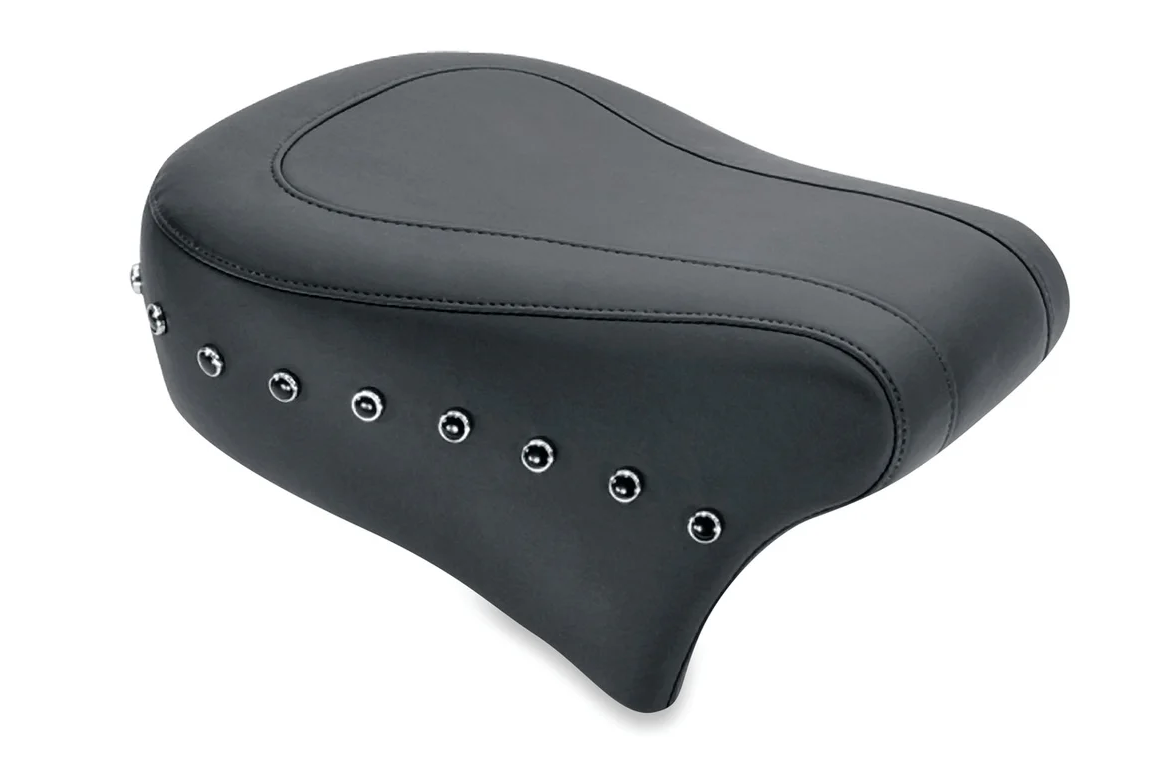 Mustang Standard Touring Passenger Rear 11" Seat for Harley Davidson Road King '94-96 - Smooth Black Pearl-Centered Studded