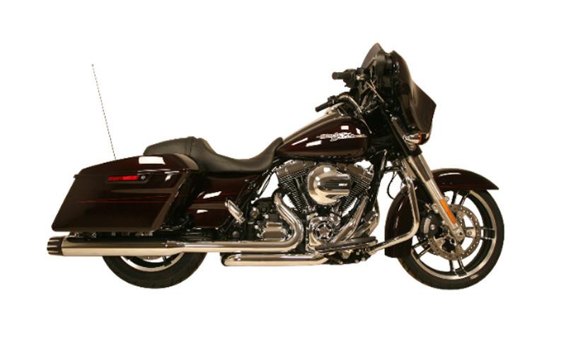 Rush Racing Big Louie 4 inch Slip On Mufflers & Tip Package for '95-16 Harley Davidson Touring and '10-Up H-D Trike - Chrome