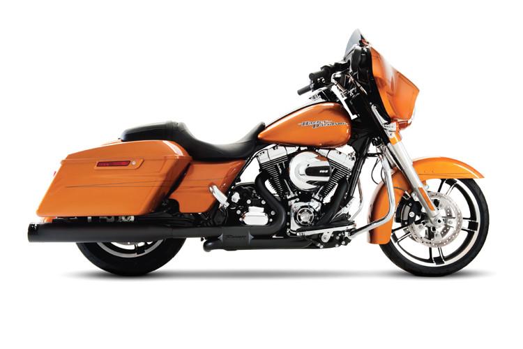 Rinehart Racing  4 inch Slip On Mufflers for '17-Up Harley Davidson Touring Models - Black w/ Black End Caps