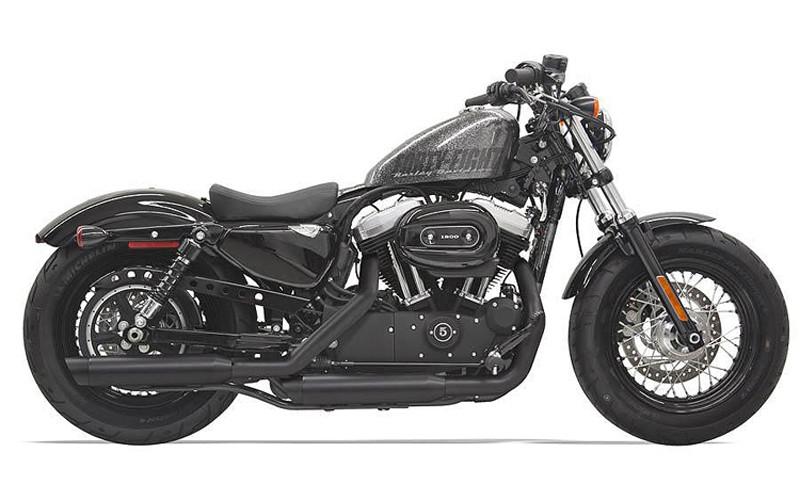 Bassani 3" Billet Slip On Mufflers for '14-20 Sportster Models - Black w/ Black Slash Cut End Caps