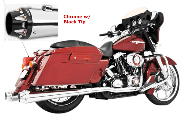 Freedom Performance Exhaust 4.5 inch American Outlaw Slip-Ons for '95-16 FLH/FLT -Chrome w/ Black Tip