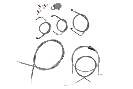 L.A. Choppers Cable Kit for '96-07 FLHR & '98-07 FLTR (Mini Ape Kit)(Non-ABS) -Chrome