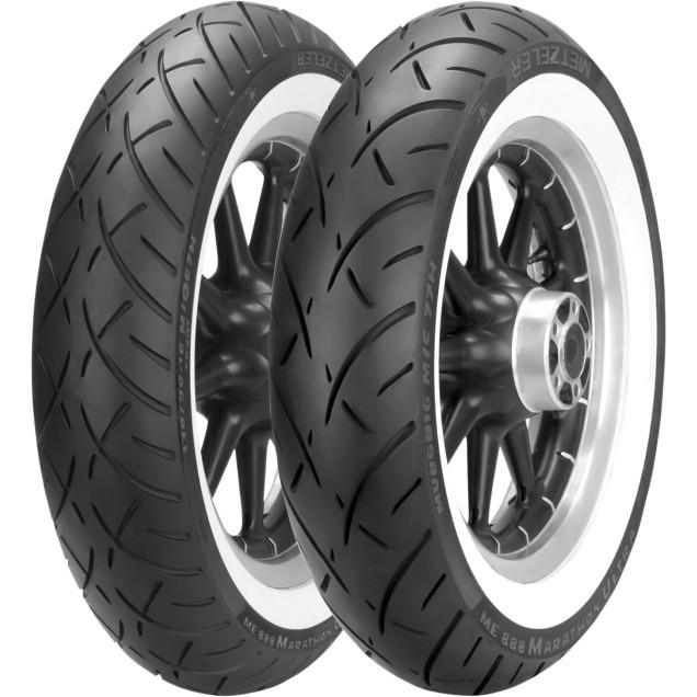 Metzeler Tires ME888 Marathon ULTRA Mileage-No Compromise  Whitewall Front Tire -130/80B-17WWW-TL  (65H) -Each
