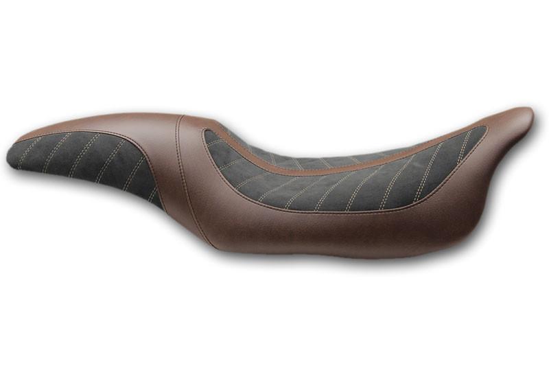 Mustang Seats Kodlin Signature Series One-Piece Seat for Harley Davidson Touring Models 2008-Up -Black/Brown (Not for '24-Up FLHX/FLTR Models)
