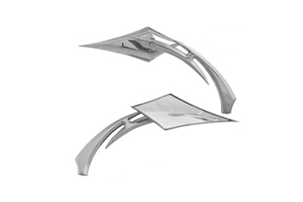 Hard Drive Parts Scorpion Alloy Mirror w/ Tribal Raised Rim Stem Universal Fit -Chrome (each)