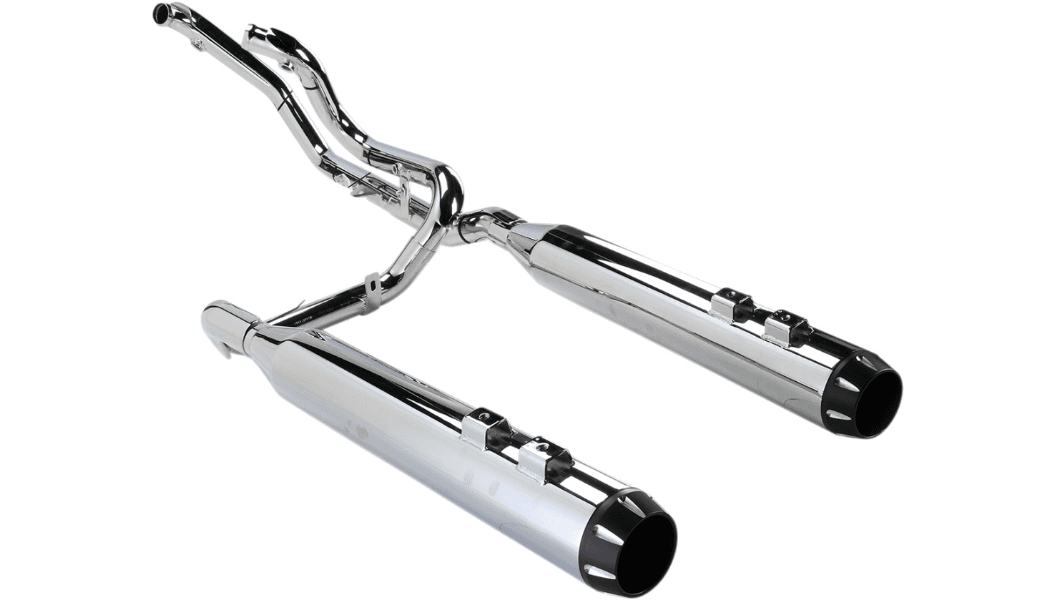 Bassani True-Dual Down Under System w/ Straight Can Mufflers for '09-16 Harley Davidson Touring Models - Chrome