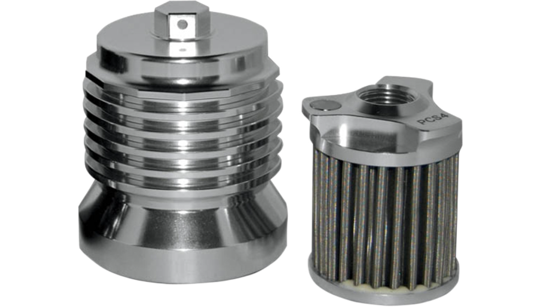 PC Racing FLO Reusable Oil Filter for '84-23 H-D Models - Polished Aluminum (Click for fitment)