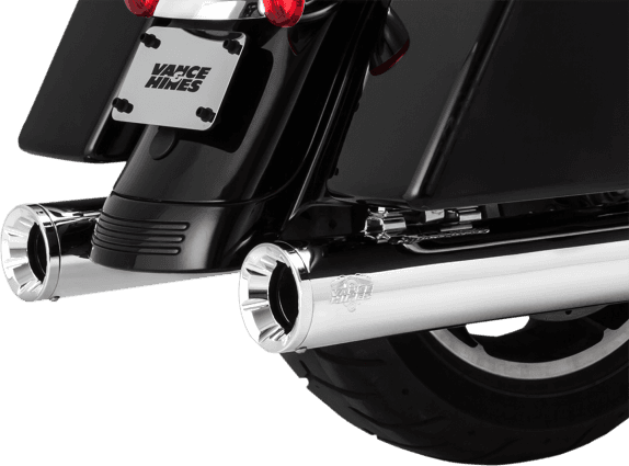 Vance & Hines 4 inch Eliminator Slip-On Mufflers for '17-Up FL Models -Chrome w/ Chrome End Cap