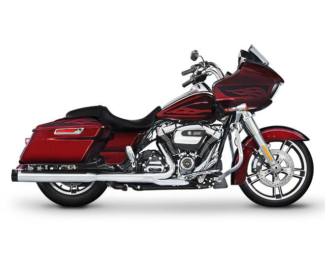 Rinehart Racing  4.5 inch Slip On Mufflers for '95-16 Harley Davidson Touring Models - Chrome with Black End Caps [500-0108]