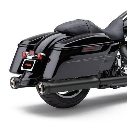 Cobra 4 inch Neighbor Hater Slip On Mufflers for Harley Davidson Touring Models '96-16 - Black