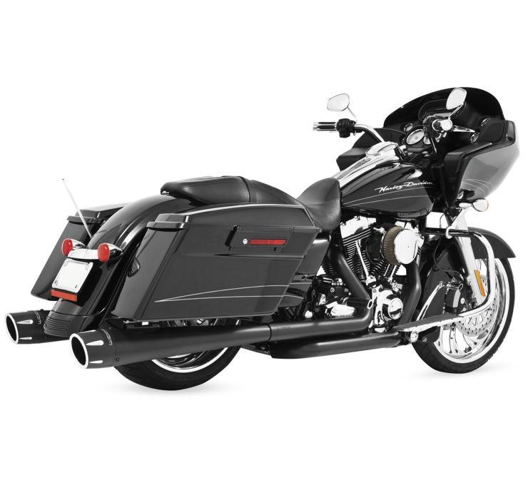 Freedom Performance 4.5" Combat Dresser Slip-Ons for '17 & Up FL Models -Pitch Black (Showin in Black w/ Black End Cap)