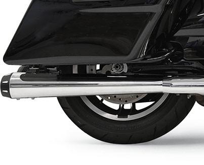 Bassani 4 inch Megaphone Slip On Mufflers for Harley Davidson FL Models '17-Up - Chrome with Black End Cap