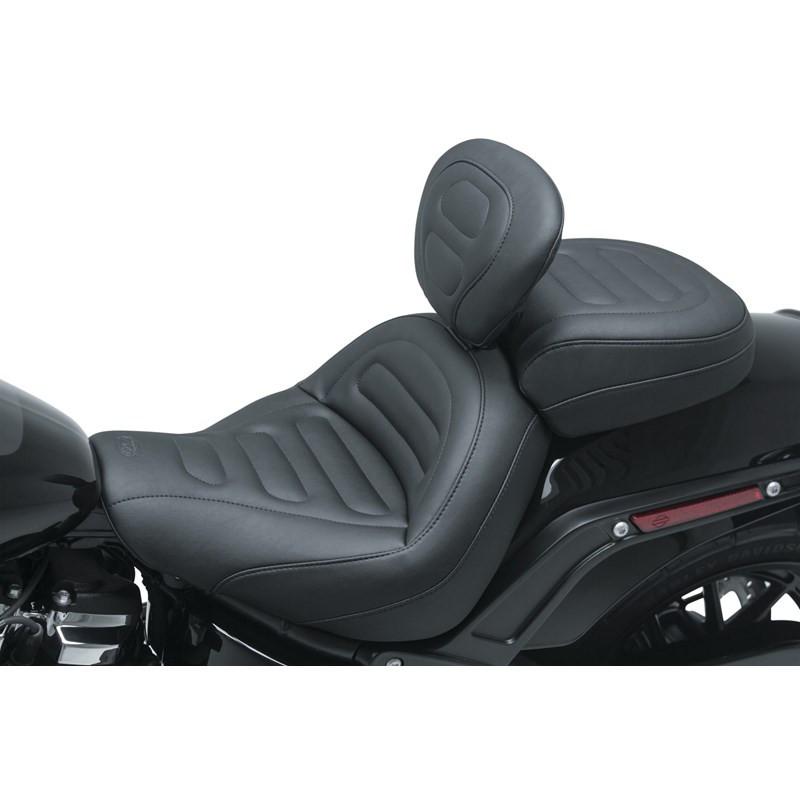 Mustang Touring Solo Seat with Driver Backrest for '18-Up Harley Davidson Fat Bob Models (Passenger Pillion Sold Separately)