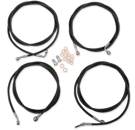 LA Choppers Standard Handlebar Cable Kit for '17-Up Harley-Davidson Touring for 15"-17" Ape Hangers - Black Vinyl Stainless Braided WITH ABS