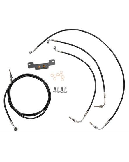 LA Choppers Standard Handlebar Cable Kit for '17-Up Harley-Davidson with 12"-14" Ape Hangers - Black Vinyl Stainless Braided NON ABS