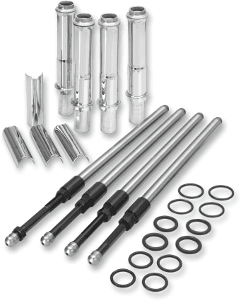S&S Cycle Quickee Pushrods with Covers for '99-17 Harley Davidson Twin Cam and '91-Up Sportster - Chrome